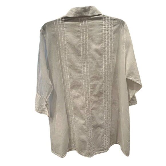 Soft Surroundings Womens Embroidered Tunic Blouse PL Cotton White & Orange‎ - Picture 3 of 6